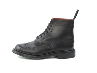 Worn Stephy Brogue Boots - Black Box Calf