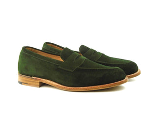Jermyn Street Penny Loafer - Lichen Green Suede