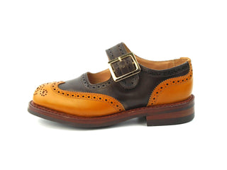 Mary-Jane Buckle Brogue Shoe - Acorn & Espresso Two Tone