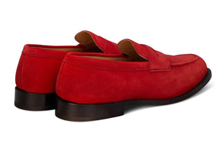 Havard Penny Loafer - Bright Red Ox Rev Suede - R E Tricker Ltd
