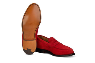 Havard Penny Loafer - Bright Red Ox Rev Suede - R E Tricker Ltd
