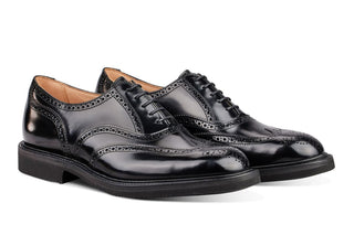 Jeremy Brogue Oxford City Shoe - Black Bookbinder - R E Tricker Ltd
