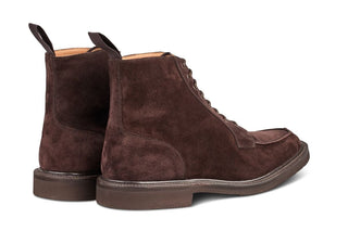 Lawrence Apron Front Derby Boot - Coffee Suede - R E Tricker Ltd