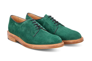 Robert Derby Shoe - Bright Green Castorino Suede - R E Tricker Ltd