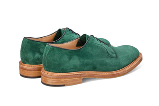 Robert Derby Shoe - Bright Green Castorino Suede - R E Tricker Ltd