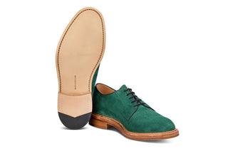 Robert Derby Shoe - Bright Green Castorino Suede - R E Tricker Ltd