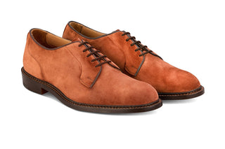 Robert Derby Shoe - Ciligio (Cherry) Castorino Suede - R E Tricker Ltd