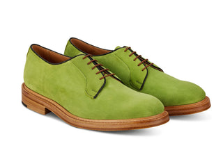 Robert Derby Shoe - Green Suede - R E Tricker Ltd