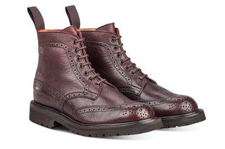 Stephy Brogue Boot - Olivvia Deerskin - Burgundy - R E Tricker Ltd