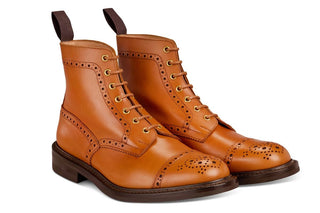 7046 - Men's Derby ToeCap Brogue Boot - Gold MC - R E Tricker Ltd