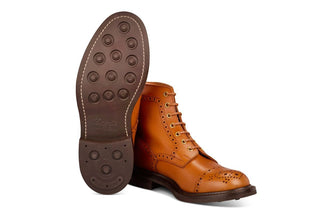 7046 - Men's Derby ToeCap Brogue Boot - Gold MC - R E Tricker Ltd