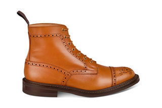 7046 - Men's Derby ToeCap Brogue Boot - Gold MC - R E Tricker Ltd