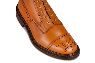 7046 - Men's Derby ToeCap Brogue Boot - Gold MC - R E Tricker Ltd
