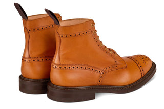 7046 - Men's Derby ToeCap Brogue Boot - Gold MC - R E Tricker Ltd