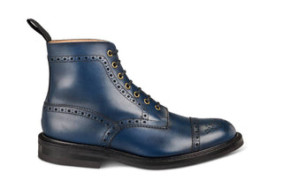 7046 - Men's Derby ToeCap Brogue Boot - Navy MC - R E Tricker Ltd