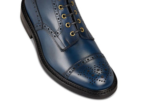 7046 - Men's Derby ToeCap Brogue Boot - Navy MC - R E Tricker Ltd