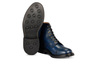 7046 - Men's Derby ToeCap Brogue Boot - Navy MC - R E Tricker Ltd