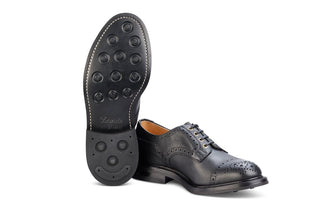 7047 - Men's Derby ToeCap Brogue - Black Scotch Grain