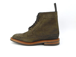 Simon Longwing Brogue Boots - Visone Waxed Suede