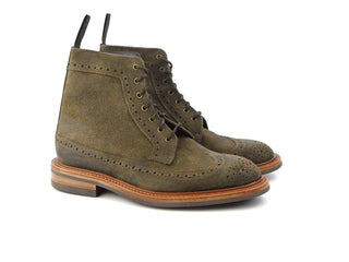 Simon Longwing Brogue Boots - Visone Waxed Suede