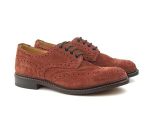 Bourton Country Brogue Shoe - Cherry Castorino Suede