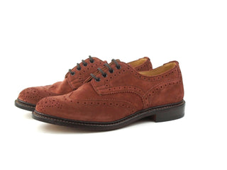 Bourton Country Brogue Shoe - Cherry Castorino Suede