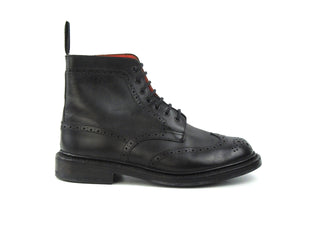 Worn Stephy Brogue Boots - Black Box Calf