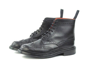 Worn Stephy Brogue Boots - Black Box Calf