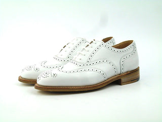 Ladies Full Brogues - White Aniline