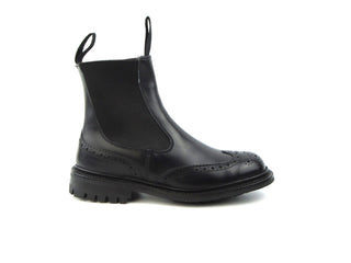 Silvia Elastic Sided Brogue Boots - Black Box Calf