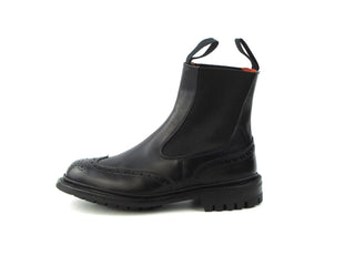 Silvia Elastic Sided Brogue Boots - Black Box Calf