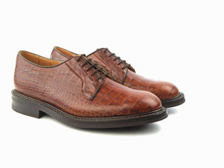 Robert Derby Shoe - Dark Brown Mock Croc
