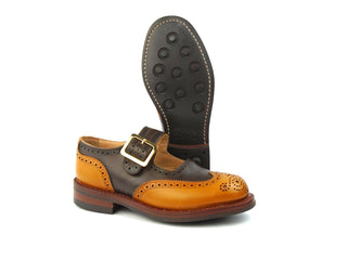 Mary-Jane Buckle Brogue Shoe - Acorn & Espresso Two Tone