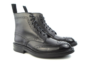 Malton Country Brogue Boot - Black Box Calf