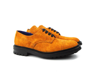 Derby Brogue Shoes - Caramel Rough Suede