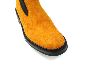 Elastic Sided Chelsea Boots - Caramel Rough Suede
