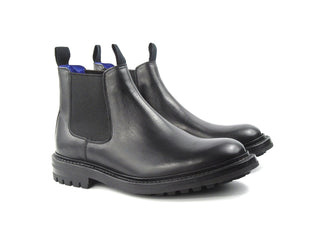 Elastic Sided Low Chelsea Boot - Black Calf