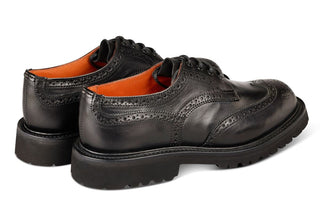 Anne Brogue Country Shoe - Black Ecopel - R E Tricker Ltd