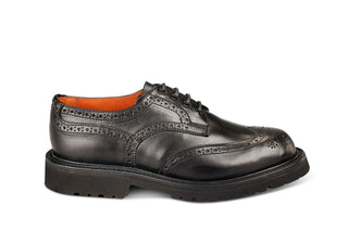 Anne Brogue Country Shoe - Black Ecopel - R E Tricker Ltd