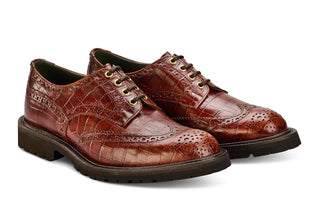 Bourton Country Shoe - Brown Mock Croc
