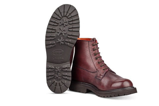 Camilla Derby Boot - Olivvia Deerskin - Burgundy Burnished - R E Tricker Ltd