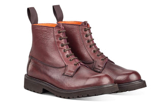 Camilla Derby Boot - Olivvia Deerskin - Burgundy Burnished - R E Tricker Ltd