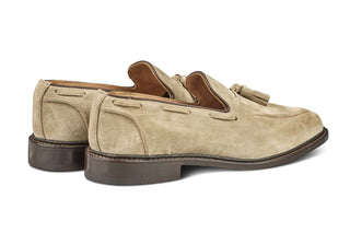 Elton Tassel Loafer - Sand Suede - R E Tricker Ltd