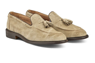 Elton Tassel Loafer - Sand Suede - R E Tricker Ltd