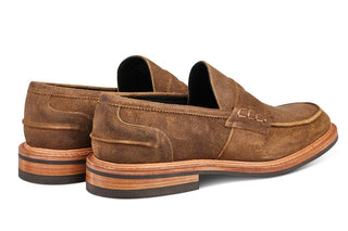 James Penny Loafer - Peanut Reverse Suede - R E Tricker Ltd