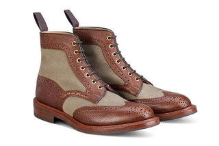 Kelmscott Country Boot - Mahogany/Khaki Two Tone - R E Tricker Ltd