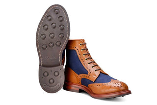 Kelmscott Country Boot - Tan/Navy Two Tone - R E Tricker Ltd