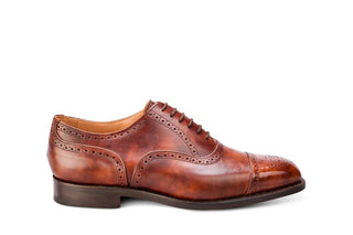 Kensington Toecap Oxford City Shoe - Brown Museum Calf - R E Tricker Ltd