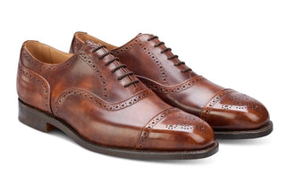 Kensington Toecap Oxford City Shoe - Brown Museum Calf - R E Tricker Ltd