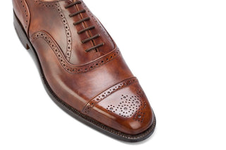 Kensington Toecap Oxford City Shoe - Brown Museum Calf - R E Tricker Ltd